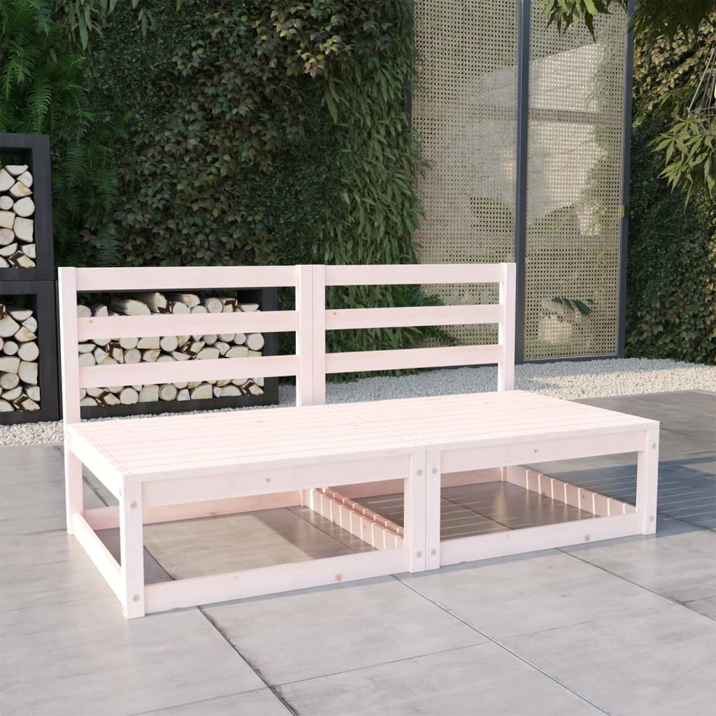 Gartensofa 2-Sitzer Weiss Massivholz Kiefer